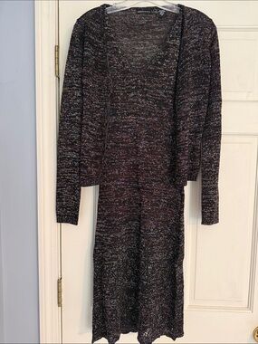 Sparkle Knit Two-Piece Dress Set - Multicolor on Black - size XS